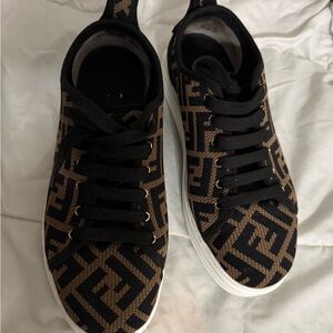 Fendi Black and Brown Patterned Sneakers